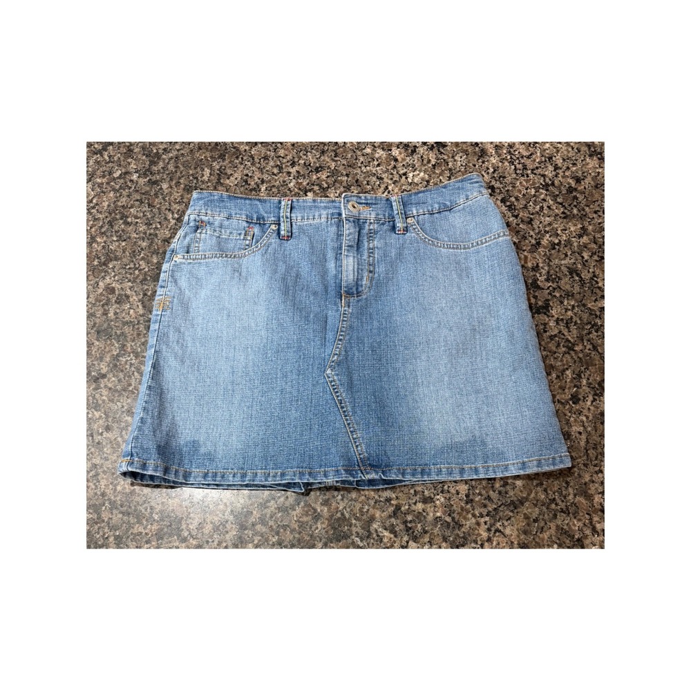 Gloria Vanderbilt Womens Light Wash‎ Denim Mini Skort Size 8P Blue Casual Summer